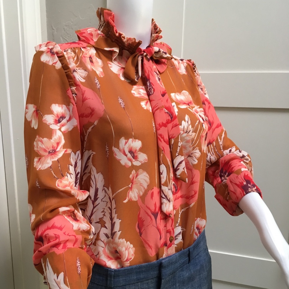 Ann Taylor Botanical Blouse XS
